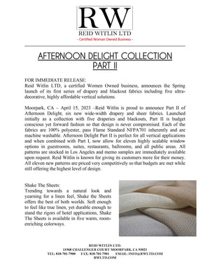 Press Release: Reid Witlin Textiles Announces "Afternoon Delight Part II Collection"