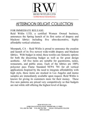 Press Release: Reid Witlin Textiles Announces "Afternoon Delight Part I Collection"